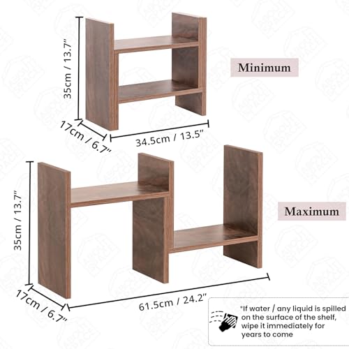 Image of ABOUT SPACE DIY Desk Organizer - Desktop Storage Organizer Table Top Shelf - Engineered Wood Desk Organiser for Study Table Office Table Organiser for Home (L 64 x B 17 x H 35.5 cm) - Walnut