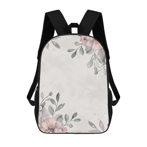 Light Gray Flowers Backpack - Durable 600D Polyester, 17 Inch Backpack with Ergonomic Adjustable Straps, Lightweight Travel Bag for Men & Women
