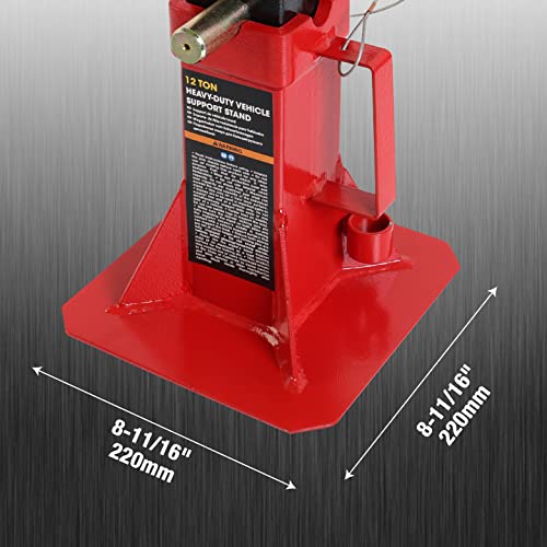 Image of Torin ATZ120005B Heavy Duty Pin Style Adjustable Height Automotive Jack Stands, 12 Ton (26,400 lb) Capacity, Red, 1 Pair