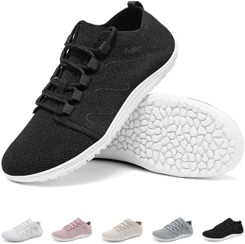 Geweo Barfuss Schuhe Damen Herren Turnschuhe Sneakers Laufschuhe Unisex | Minimalistische Trail Leichte Atmungsaktiv Weich Walking Fitness Bequeme Straßenlaufschuhe