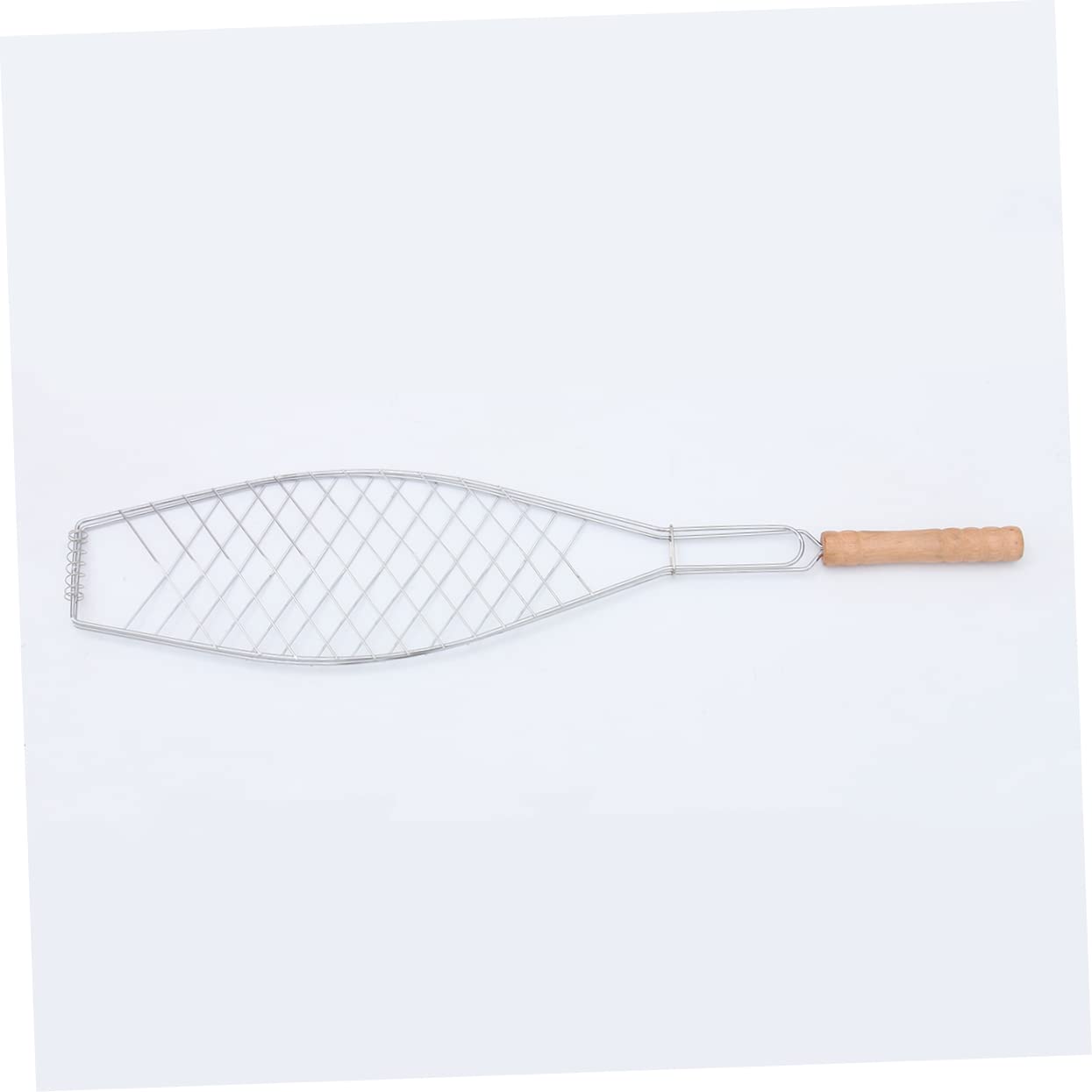Clip de Parrilla para Pescado 4 Piezas de Hierro Mango de Madera | Antiadherente, Reduce que Caiga entre Rejillas, Uso Exterior para Bbq y Camping