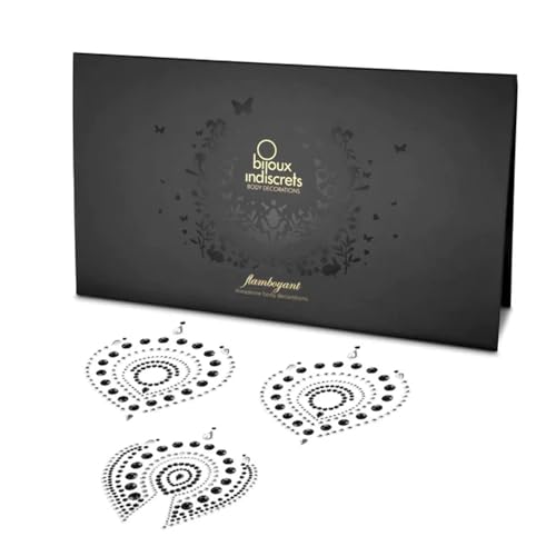 Image of Bijoux Indiscrets Flamboyant Skin Jewelry - Self-Adhesive Rhinestone Body Decorations for Women - Crystal Designs Inspired by Peacock Feathers - Reusable Body Art for Lingerie or Topless Looks