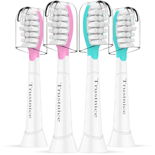 Trustnice Kids Replacement Heads for Philips Sonicare Soft Compact Toothbrush Heads for Kids Aged 7+ Mini Pink & Blue 4 Pack