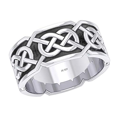 US Jewels Men's 0.925 Sterling Silver Irish Celtic Knotwork Ring Band