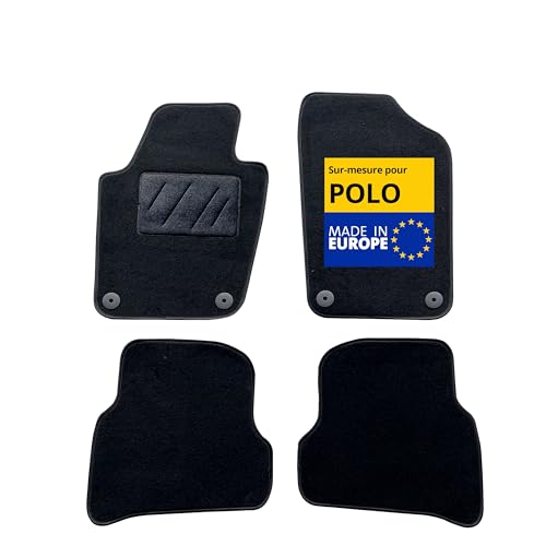 DBS – Tapis de Voiture - sur Mesure pour Volkswagen Polo (12/2009-05/2017) – Antidérapants avec Clips de Fixation – 4 Tapis Auto Avant/arrière –...
