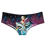 Unique Costume Women's low waist underwear elastic hip lifting printing funny briefs thong (Large/X-Large, Cat riding a shark)