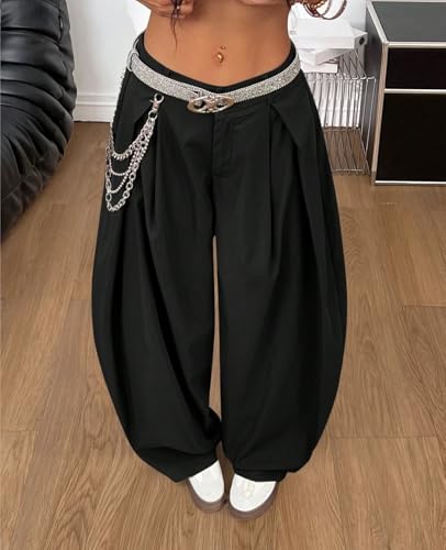 Women's Wide Leg Casual Pants Summer Back Casual Hippie Cargo Pants3