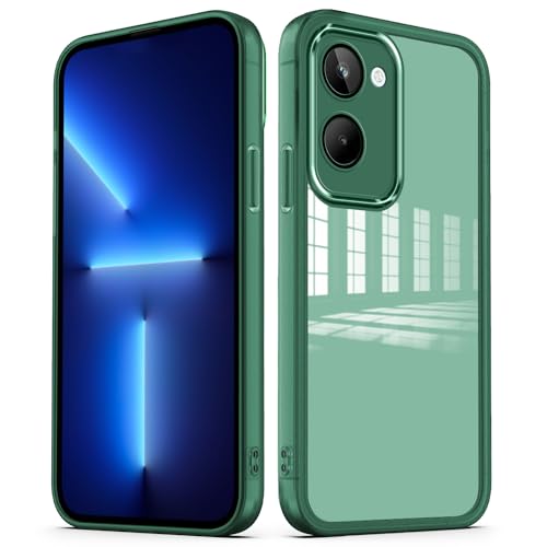 YUXING Funda para Realme 10 4G Carcasa Transparente con Película Protectora de Lente Ultra Delgado Antichoque Bumper Slim Case - Verde