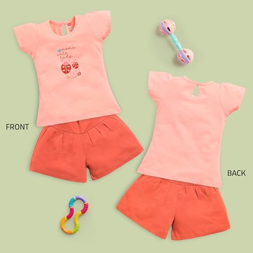 Image of LuvLap Baby Girls Regular Fit 100% Cotton Half Sleeves Girls Top CoSet Pack of 3