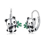 Panda Gifts Panda Earrings 925 Sterling Silver Cute Animal Hinged Huggie Hoop Earrings Hypoallergeni