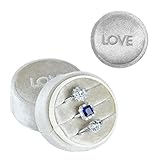 muchly Round Velvet Ring Box,Ring Bearer Box with Detachable Lid, Engagement Wedding Box, Gorgeous Vintage 3 Slots Ring Box for Proposal Engagement Wedding Ceremony ( Off-white)