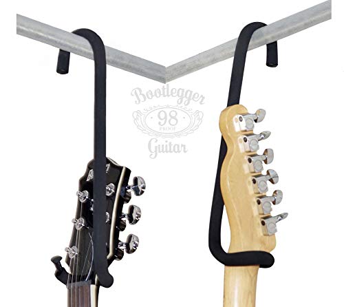 Bootlegger Guitar ONE Guitar Bar Hanger No SlipPadded Hard Metal 12” Closet Bar Hanger - 6 & 7 String Electric Acoustic Guitar 4 & 5 String Bass - Not Guitar Stand Display Storage in A Closet -