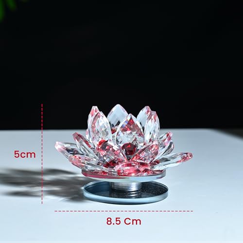 Image of ZAICUS Crystal Lotus Flower Showpiece for Home Decor & Office Desk | Feng Shui Decorative Gift for Housewarming, Birthday, Spiritual & Festive Decor (Multicolor)