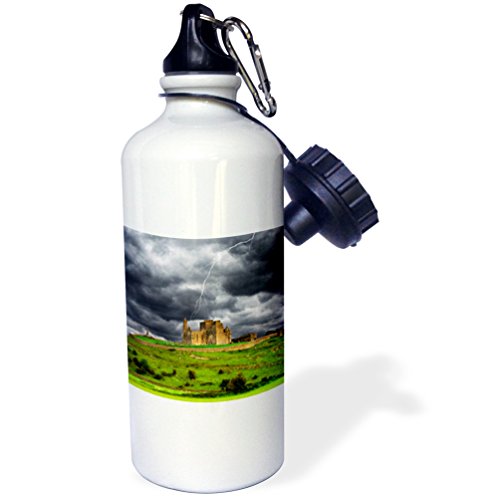 3dRose Irlanda, County Tipperary. Lightning Over Ruins of The Rock of Cashel. – Garrafa de água esportiva, 600 ml, 600 ml, multicolorido