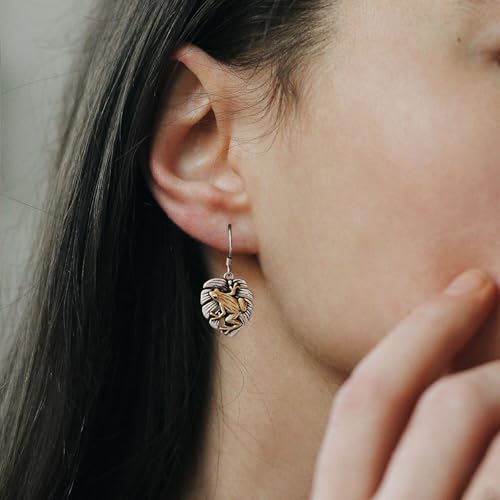 CHIC & ARTSY Frog Earrings 925 Sterling Silver Frog, Gecko Drop Dangle Earrings Lucky Amphibian Fine Jewelry for Women2