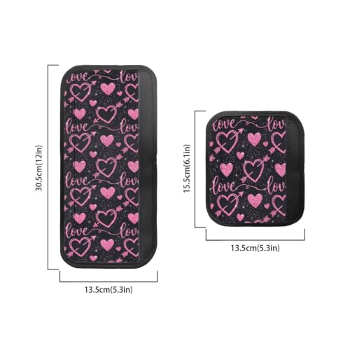 Image of Refrigerator Door Handle Covers Set of 6 Kitchen Electrical Appliances Handle Protector Anti-Slip Fridge Microwave Oven Home Accessories, Heart-Shaped Print Pink Black