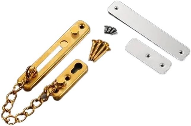Multi-Color Stainless Steel Anti-Lock Door Chain Home Safety Security Anti-Theft Protection for Hotel & Residential Use(Gold)