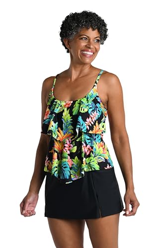 Maxine of Hollywood Womens 2-Tiered Ruffle Tankini Swimsuit Top