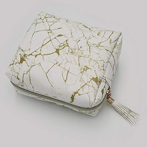 Amosfun Bolsa de maquiagem para cosméticos, bolsa de maquiagem com design de mármore, bolsa de maqui