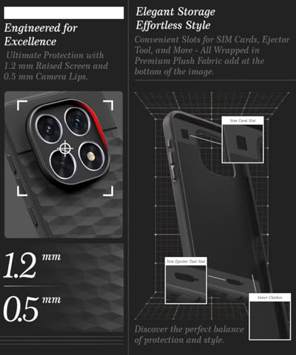 Image of WOW IMAGINE Back Cover for Redmi Note 14 Pro 5G | Poco X7 5G with Hexa Cube Design | Ultra Slim Soft Rubberised Case | Inner Velvet Fabric | Silicone Flexible Mobile Case | Camera Protection - Black