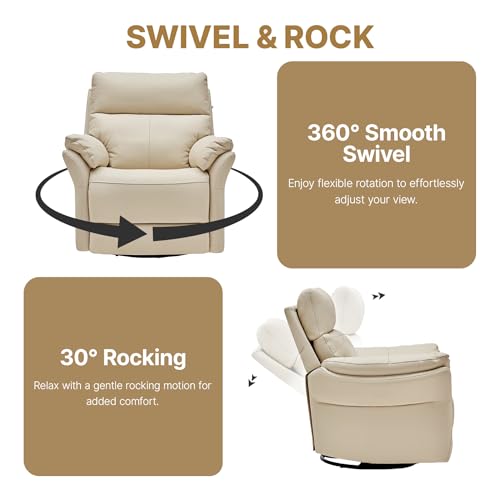 Sillón reclinable piel beige 24.8 pulgadas miniatura 4