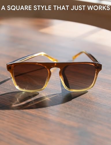 Image of BIRCEN Mens Acetate Polarized Sunglasses: Retro Square Sun Glasses UV400 Protection Anti-Glare Shades for Driving Travel