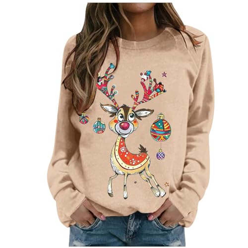 Sweat Noël femme contre le froid pull ample confortable kaki taille L