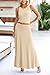 PRETTYGARDEN Women's 2 Piece Maxi Skirt Sets Casual Summer Knit Cropped Tank Top High Waisted Long Skirts Outfit (Beige,Large)