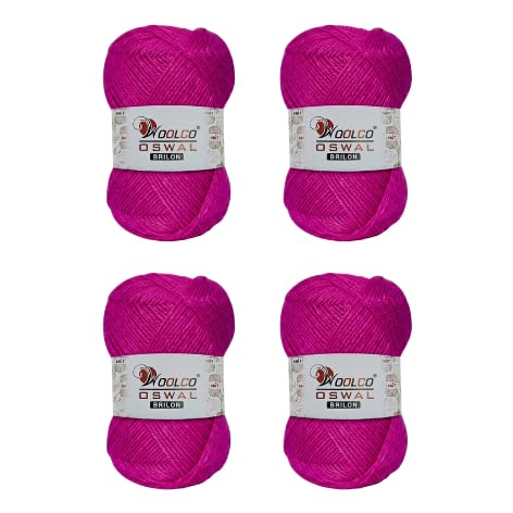 Image of Brilon Acrylic Hand Knitting Yarn Balls Pack of 4 (50g Each) -Soft Wool Yarn for Knitting, Craft, DIY Projects, Sweaters, Scarves, Multicolor Wool Thread for Home Use (Magenta)