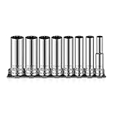 1/4" Drive Socket Set - 8 Piece Metric (6mm-13mm) 12-Point Deep Socket Set - Cr-V with Sturdy Holder