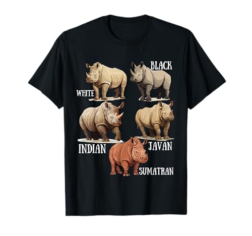 Tipo di Rhinoceros Raccolta Razza, Bianco Nero Rinoceronte Amanti Maglietta