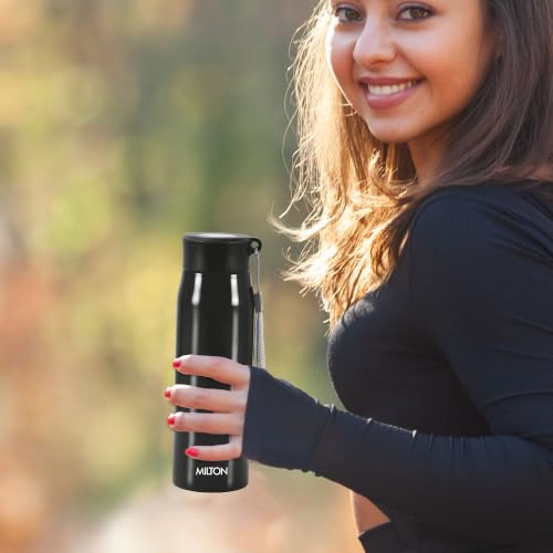 Image of MILTON Handy 650 Stainless Steel Sipper Water Bottle 690 ml, Single Walled, ISI Certified I Leak Proof Lid, Rust Proof I For School, Office, Gym I Black