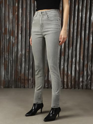 Image of High Star Women Cotton Washed Skinny Fit High-Rise Jeans