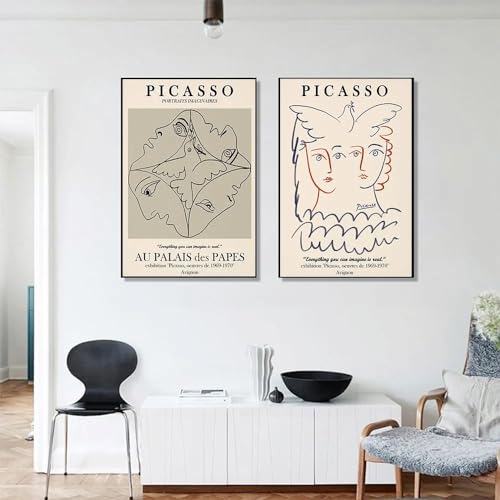 Affiches Picasso Fille aux fleurs peinture abstraite sur toile 50x70cm sans cadre pour salon