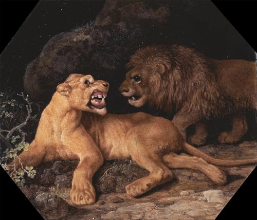 Tableaux Graffiti Art Mural Lion et lionne George Stubbs Impression 60x90