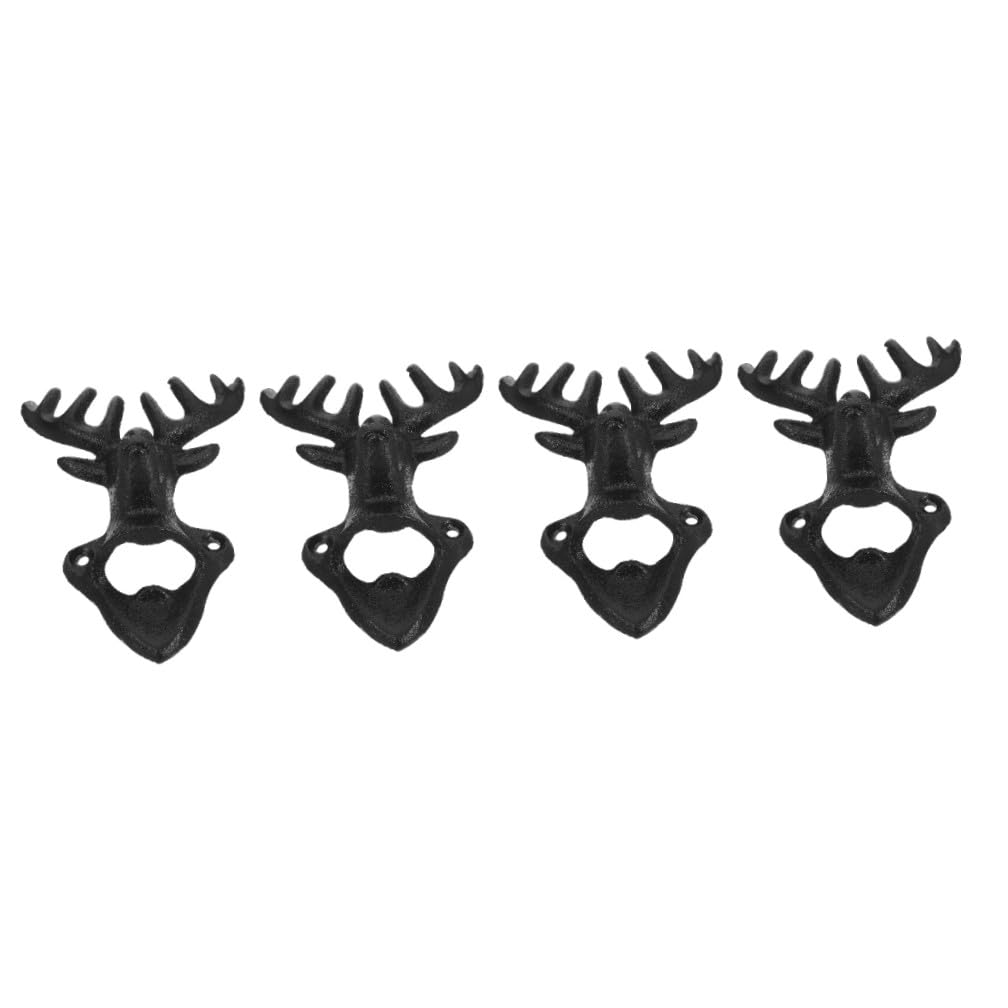 MAGICLULU Abridor De Botellas De Cerveza De Metal Resistente De 4 Piezas Con Forma De Asta De Ciervo Para Montar En La Pared O Portátil Para Fiestas Y Graduaciones.