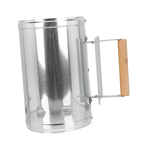 Toddmomy Barile Accendifuoco in Metallo Prese d'Aria Rinforzate, Secchio di Carbone Resistente Pannello Isolante Termico, Avviatore Carbone per Barbecue, Campeggio e attività Outdoor