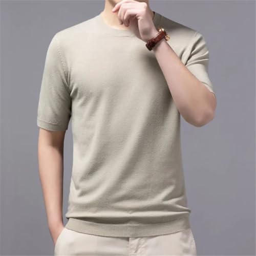 Men’S Round Neck Short Sleeve Cashmere Knitted Breathable Thin Casual Solid Jumper Tops3