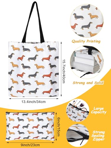 Abbylike Dachshund Gifts for Women Weiner Dog Tote Bag Cosmetic Bag Cup Keychain and Socks for Dachshund Dog Lover Mom3