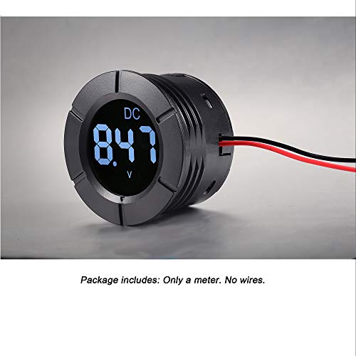 CrocSee DC 0~300V LCD Display Digital Voltmeter Voltage Meter Gauge Tester for Car Motorcycle Boat Marine Vehicle Truck RV Battery Monitor Calibratable Round Panel