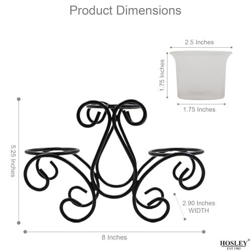 Image of HOSLEY Frosted Glass Tealight Candle Holders| Black Tealight Candle Holders with Glass Holders Perfect for Home Decor Tabletop Centerpiece| Pack of 1 with Pack of 3 Tealights