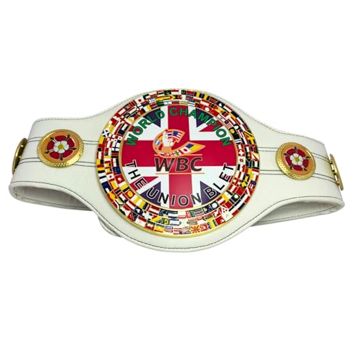 WBC - Cinturón réplica del Campeonato Mundial de la Unión Mundial - Cinturón ajustable para título de boxeo de tamaño adulto - Cuero sintético de alta calidad - Pieza de exhibición de coleccionista