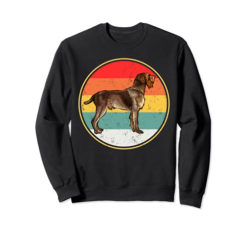 Vintage Retro Sunset Wirehaired Pointing Griffon Dog Sweatshirt, Black