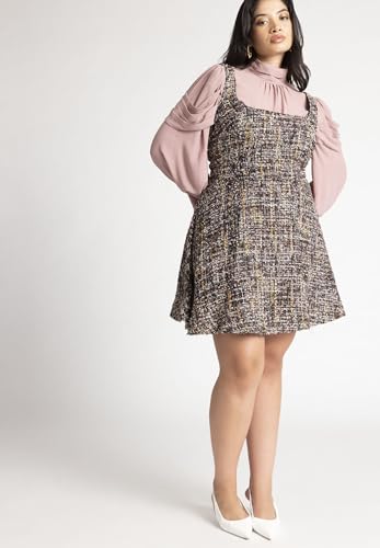 ELOQUII Women's Plus Size Flare Tweed Mini Jumper3