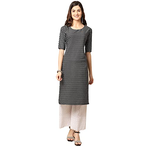 Image of Pinkmint Women's Crepe Grey Color Floral Printed Straight Kurti[NB-530357]