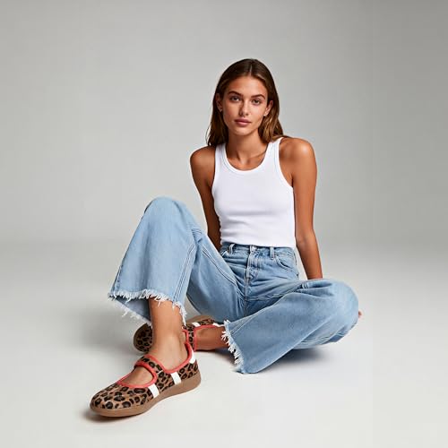 Image of Mary Jane Sneakers for Women Slip on Ballet Flats Walking Retro Sneakers | Round Toe Mary Jane Shoes,Hook and Loop,Lightweight Footwear,Women Fashion Sneakers for Walking, Travel, Workout, Daily Wear