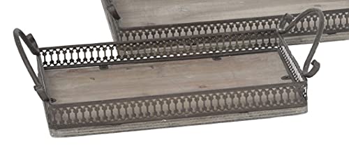 ETC Tablett Dekotablett rechteckig im Landhaus-Stil shabby braun Holz...