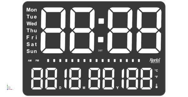 Image of Ajanta Digital Wall Clock with RGB Night Light, Temperature, Calendar and 12 /24H Format (Red, 33 x 22 cm)