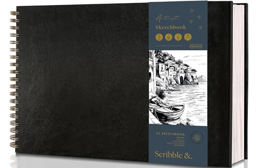 Image of Scribble & Dot™ A3 Sketchbook for Artists 200GSM Ultra Thick Paper – Spiral Bound Art Book, Large A3 Sketch Pad for Sketching, 29 x 42cm, 50 Sheets / 100 Pages per Book.