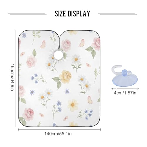 Capa para cortar cabello impermeable con estampado floral amarilla, profesional para barbero con cierre ajustable de broche miniatura 3